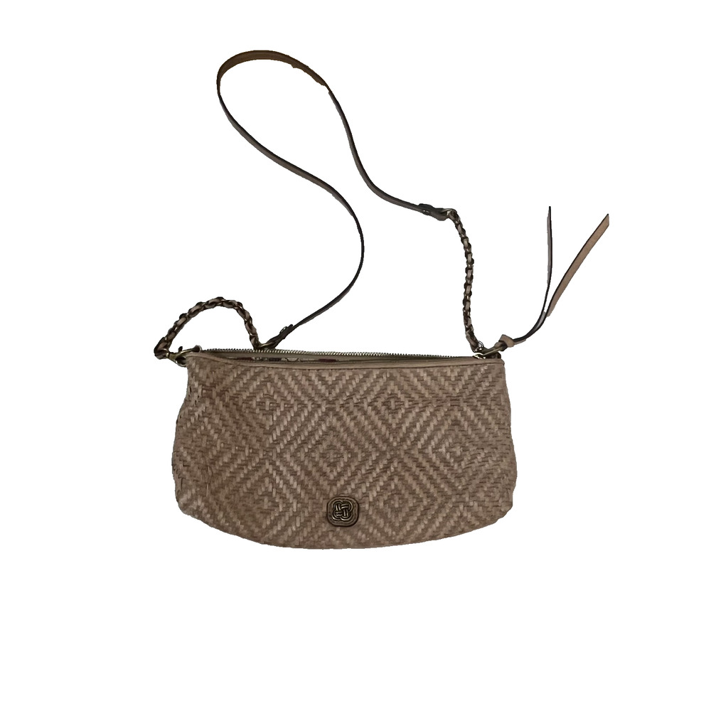 Elliott Lucca Diamond Woven Leather Shoulder Clutch Bag